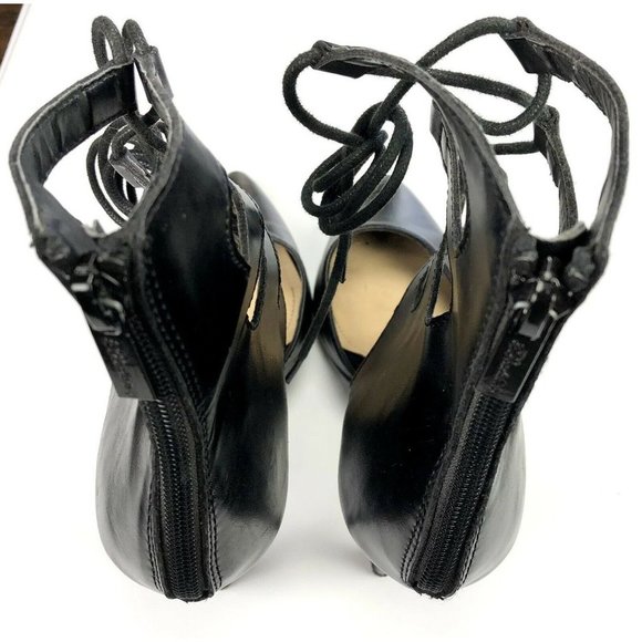 Breckelles Black Pointed Toe Lace Up Zipper Back Womens Size 8.5 Stiletto Heels - Picture 4 of 11